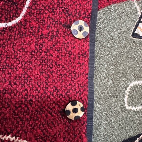 Vintage Alex Kim Blazer Jacket women Sz Medium Embroidered Patchwork Grandmacore - Picture 7 of 16